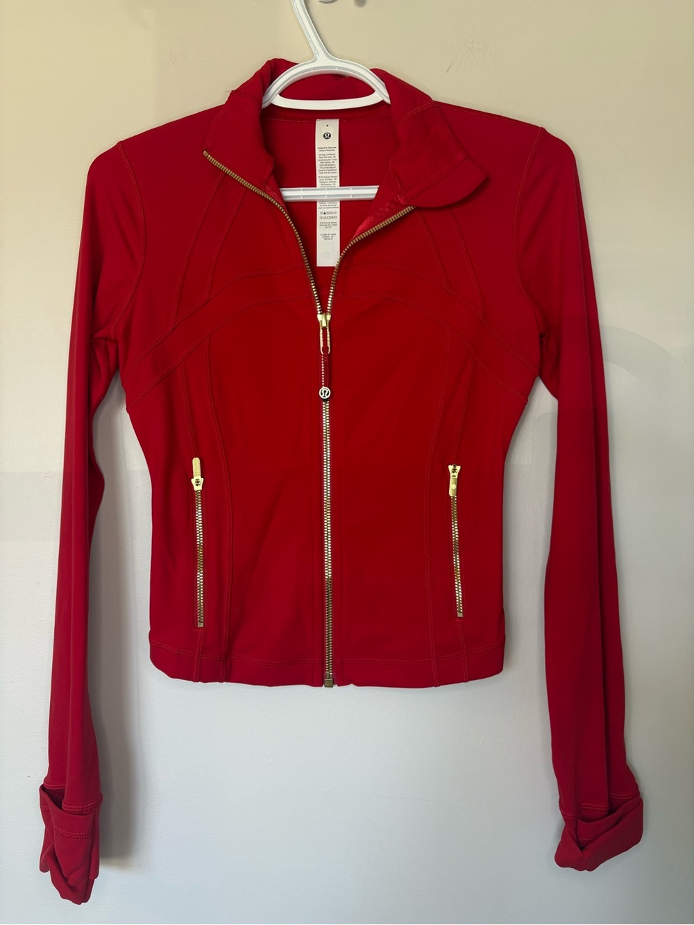 lululemon athletica Red Zip-Up Jacket with Gold Zippers